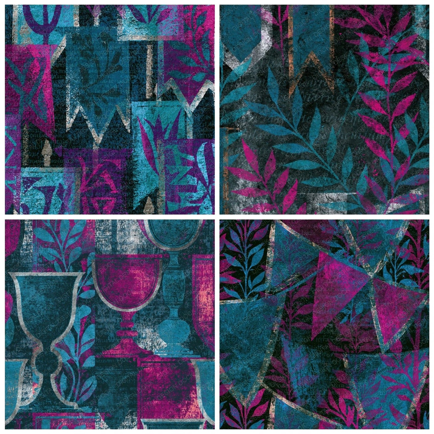 Lithograph Banners Teal Magenta Digital Paper Pack (DDD014406)