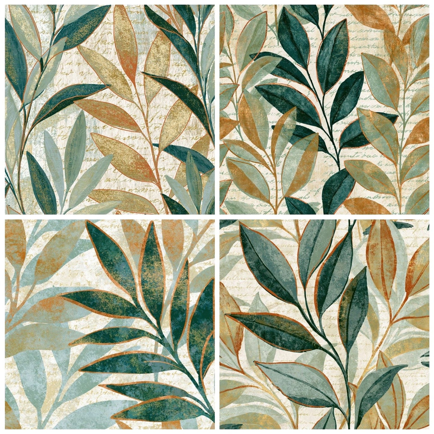Lithograph Sage Stems Mint Gold Digital Paper Pack (DDD014408)