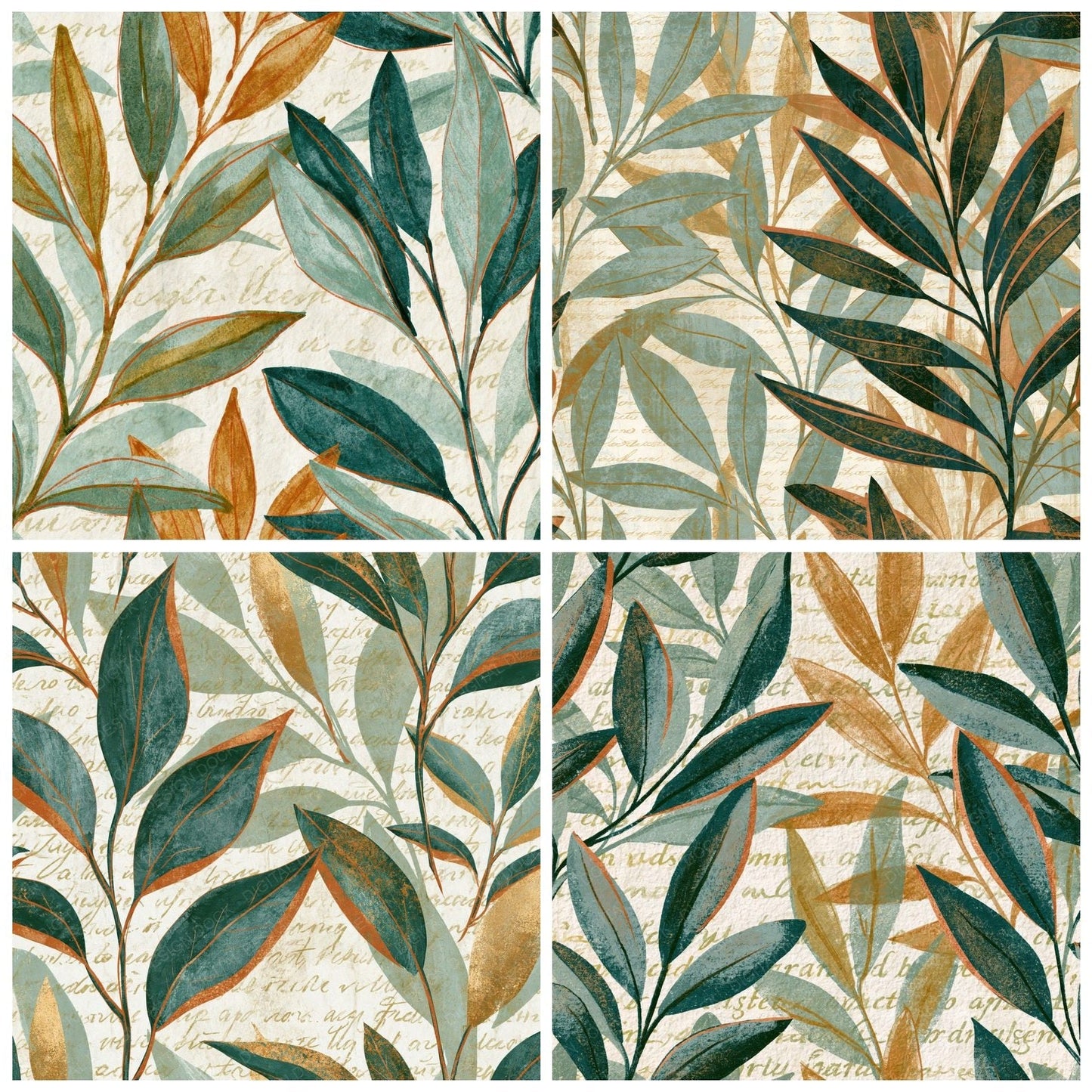 Lithograph Sage Stems Mint Gold Digital Paper Pack (DDD014408)