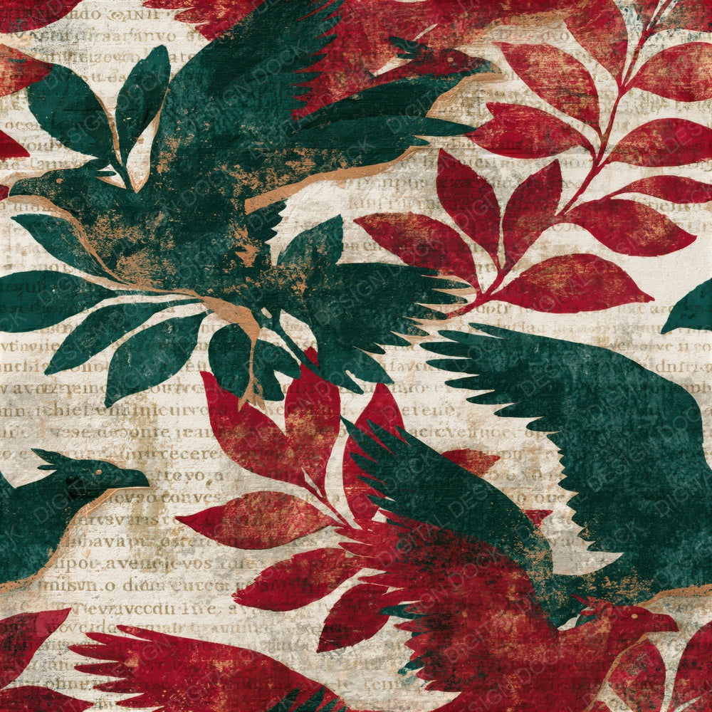 Monoprint Hippogriff Emerald Ruby Seamless Digital Paper Pack (DDD014409)