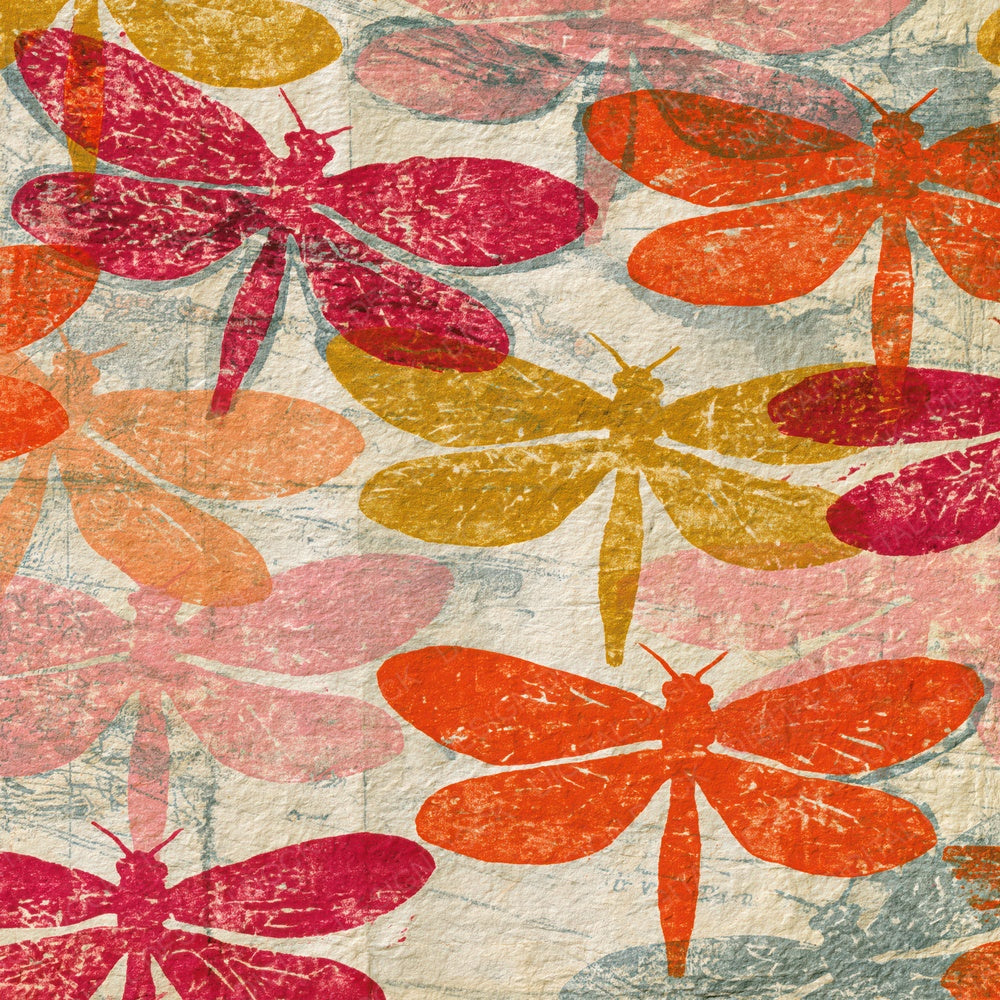 Monoprint Lacewing Coral Gold Parchment Digital Paper Pack (DDD014410)