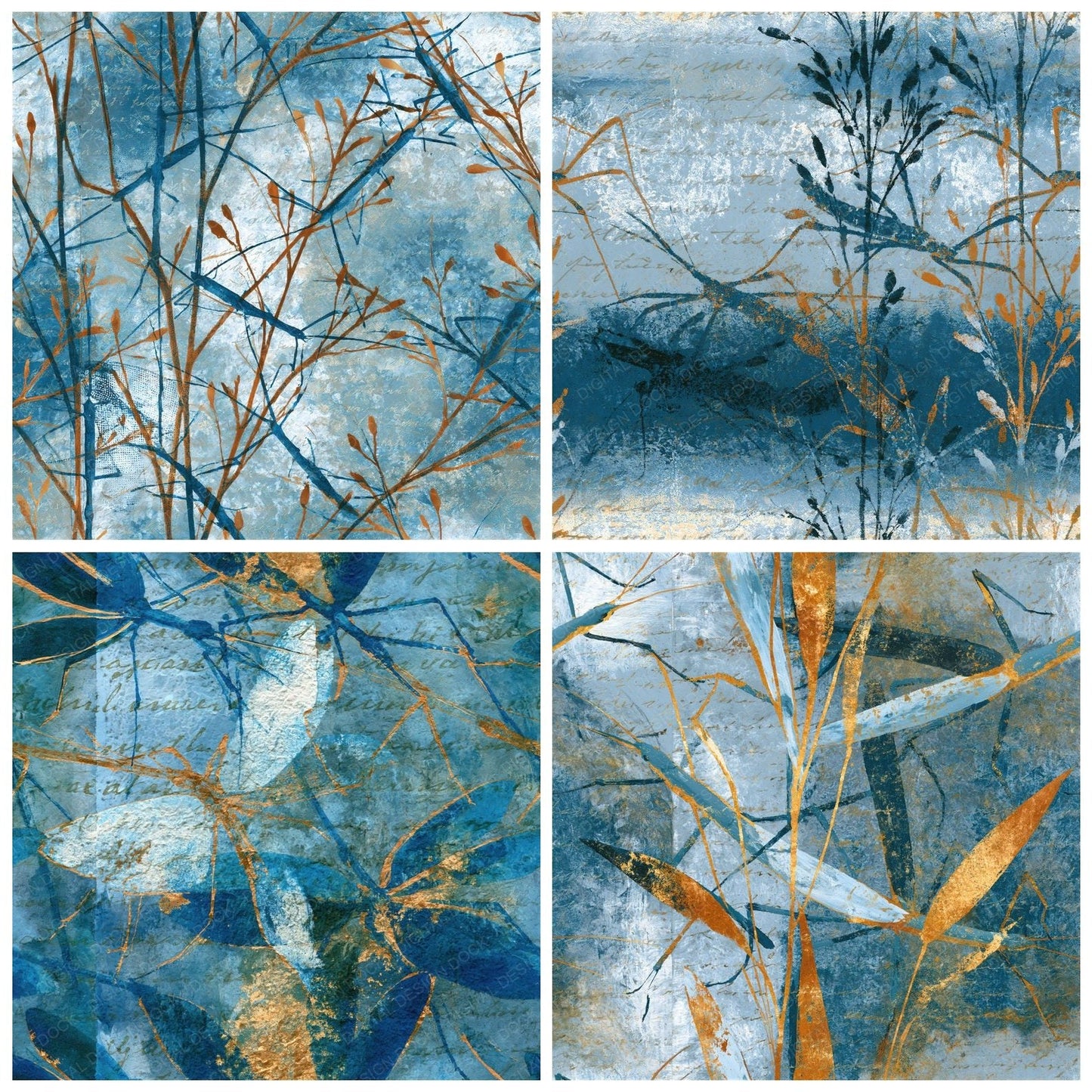 Monoprint Walking Sticks Icy Blue Seamless Digital Paper Pack (DDD014413)