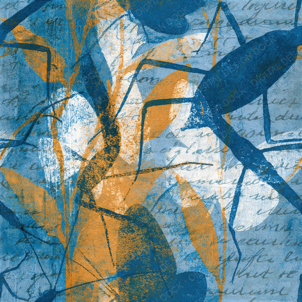 Monoprint Walking Sticks Icy Blue Seamless Digital Paper Pack (DDD014413)