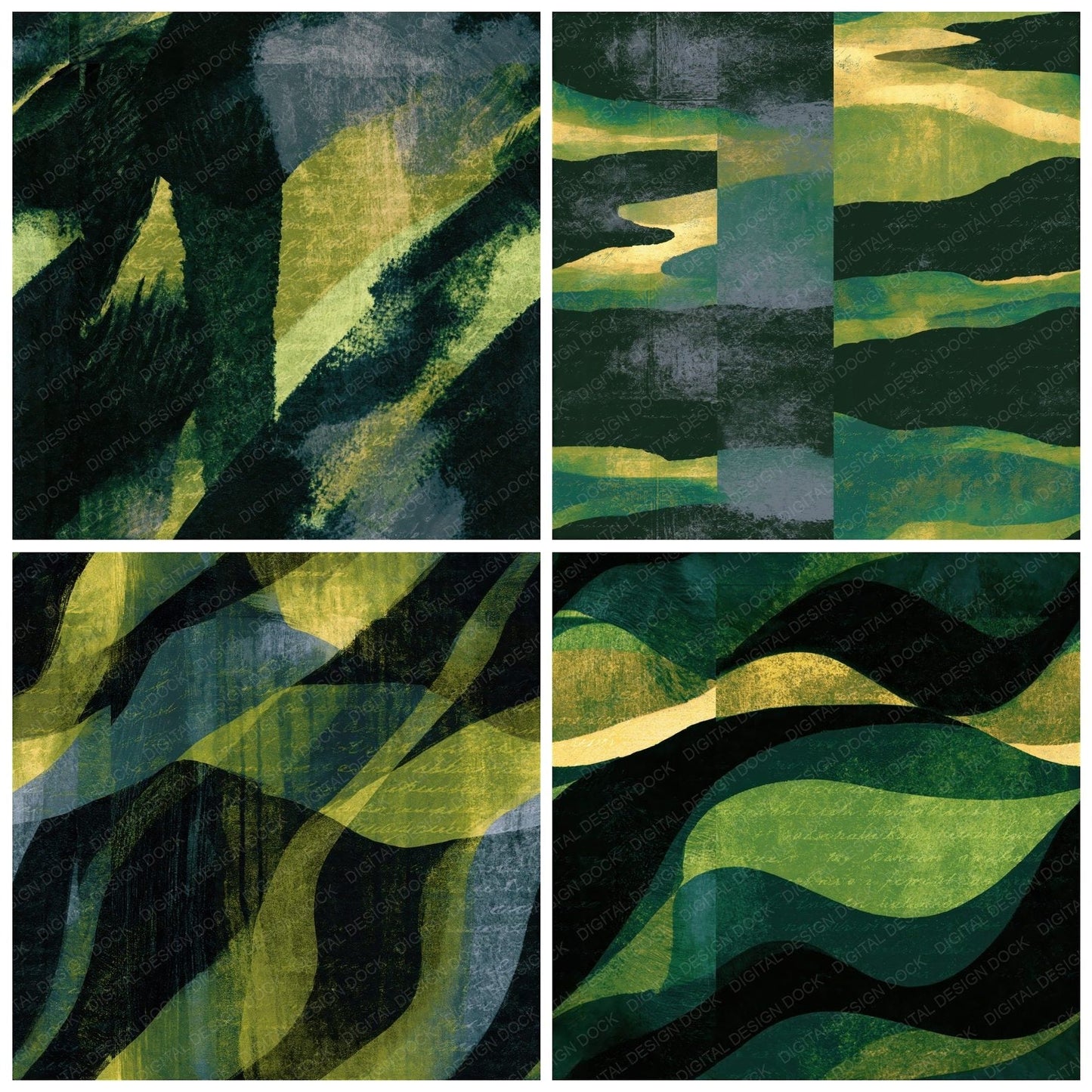 Woodblock Emerald Chartreuse Texture Seamless Digital Paper Pack (DDD014421)