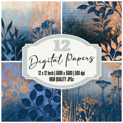 Woodblock Sky Navy Bone Tonal Digital Paper Pack (DDD014422)
