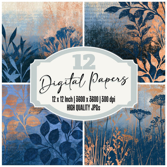 Woodblock Sky Navy Bone Tonal Digital Paper Pack (DDD014422)