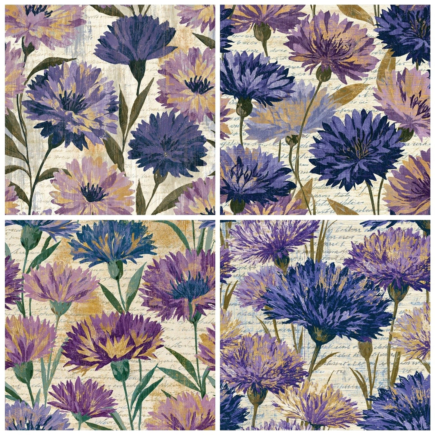 Woodcut Cornflowers Lilac Mauve Digital Paper Pack (DDD014423)