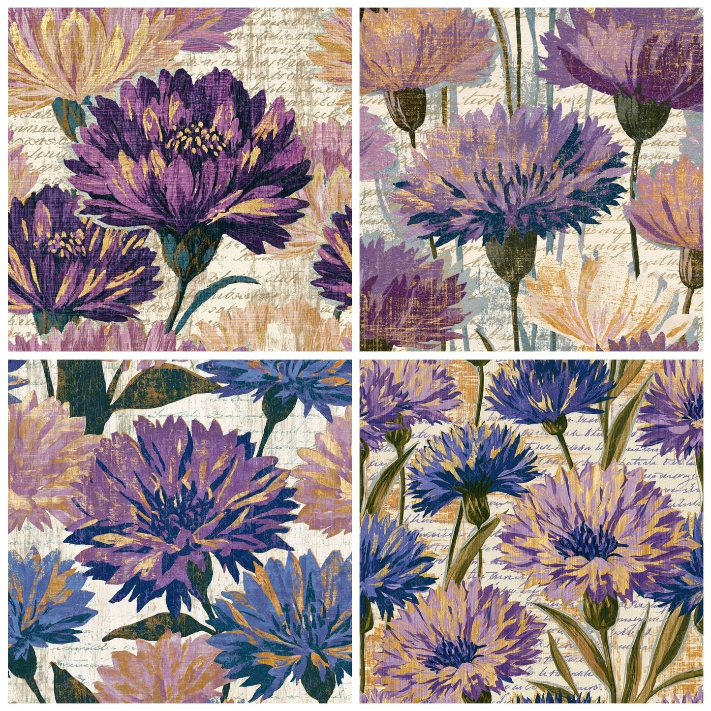 Woodcut Cornflowers Lilac Mauve Digital Paper Pack (DDD014423)