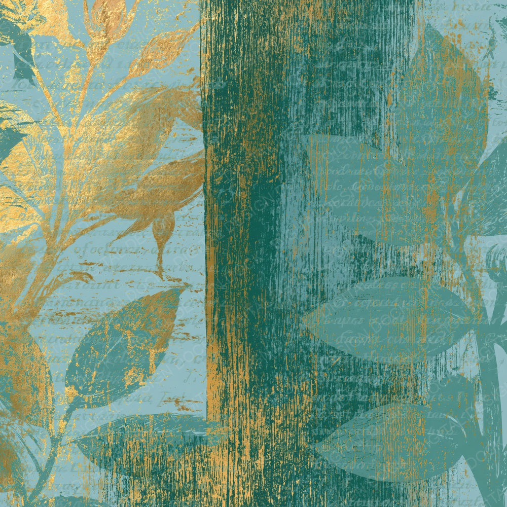 Woodcut Mint Gold Abstract (2) Digital Paper Pack (DDD014424)