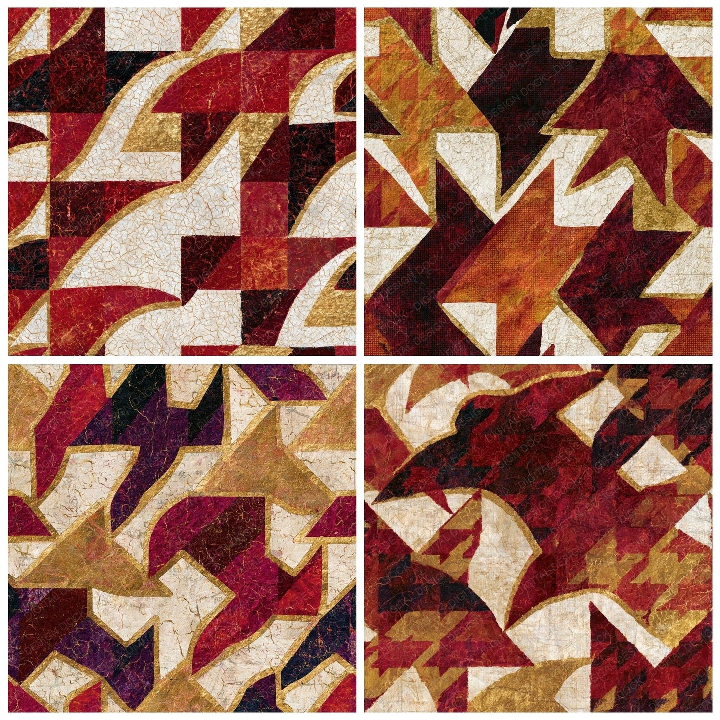 Batik Houndstooth Garnet Wine Digital Paper Pack (DDD014425)