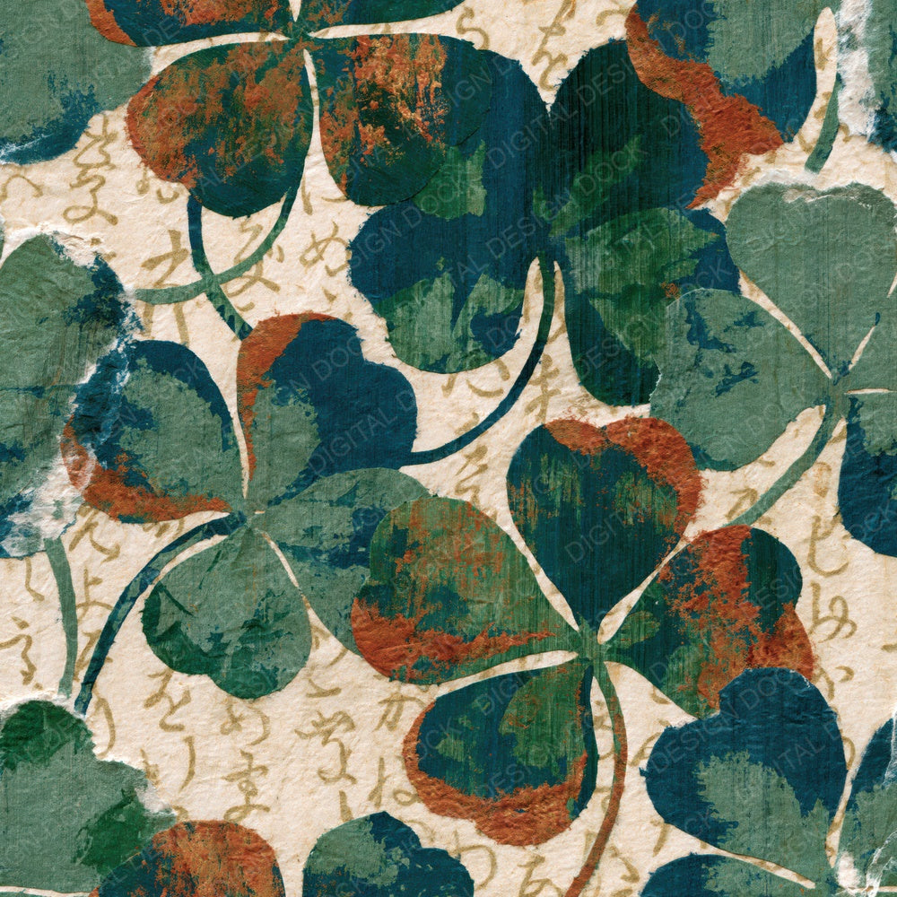 Collage Clover Pine Cedar Cream Digital Paper Pack (DDD014427)