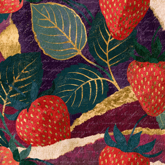 Collage Strawberries Aubergine Plum Digital Paper Pack (DDD014428)