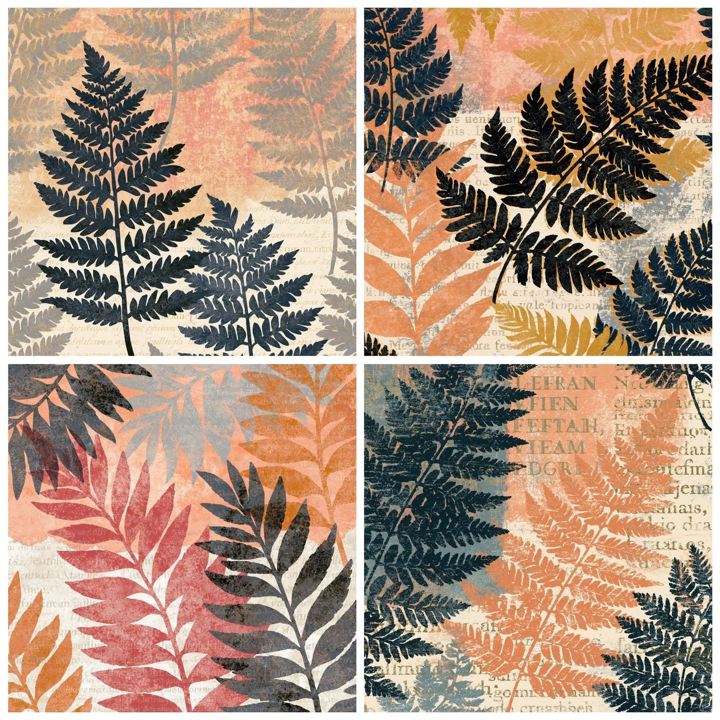 Folk Art Fern Peach Cream Digital Paper Pack (DDD014429)