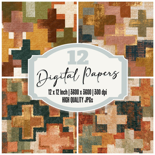 Lithograph Orthodox Crosses Sepia Oat Digital Paper Pack (DDD014431)