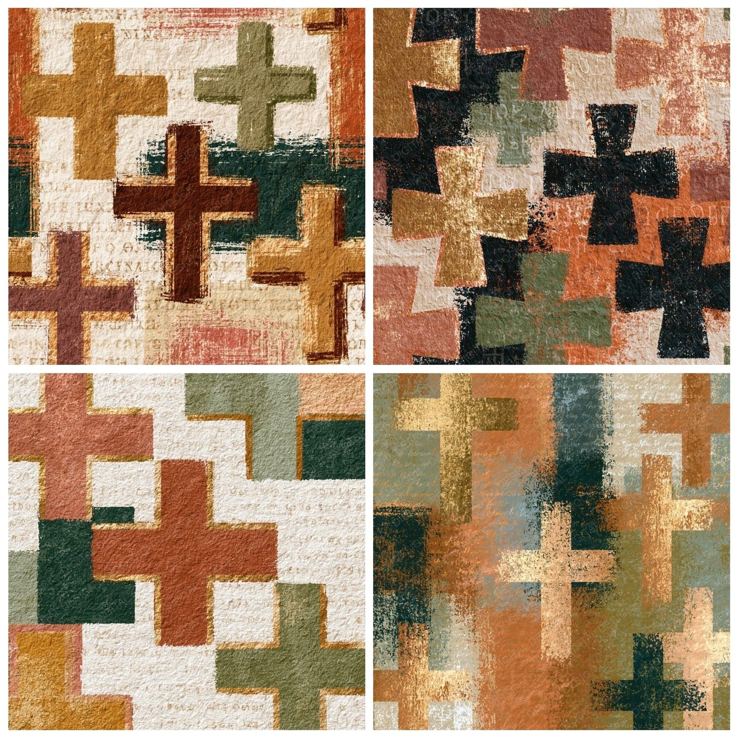 Lithograph Orthodox Crosses Sepia Oat Digital Paper Pack (DDD014431)