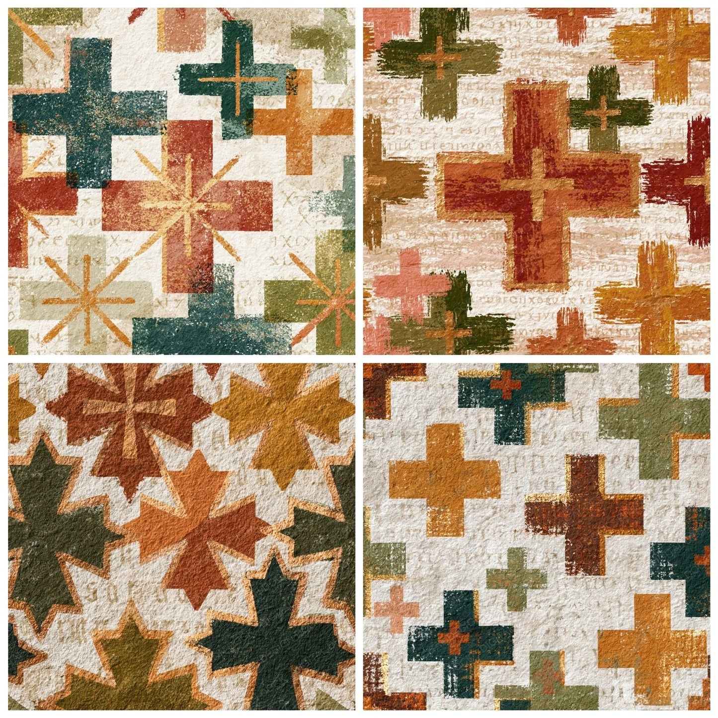 Lithograph Orthodox Crosses Sepia Oat Digital Paper Pack (DDD014431)