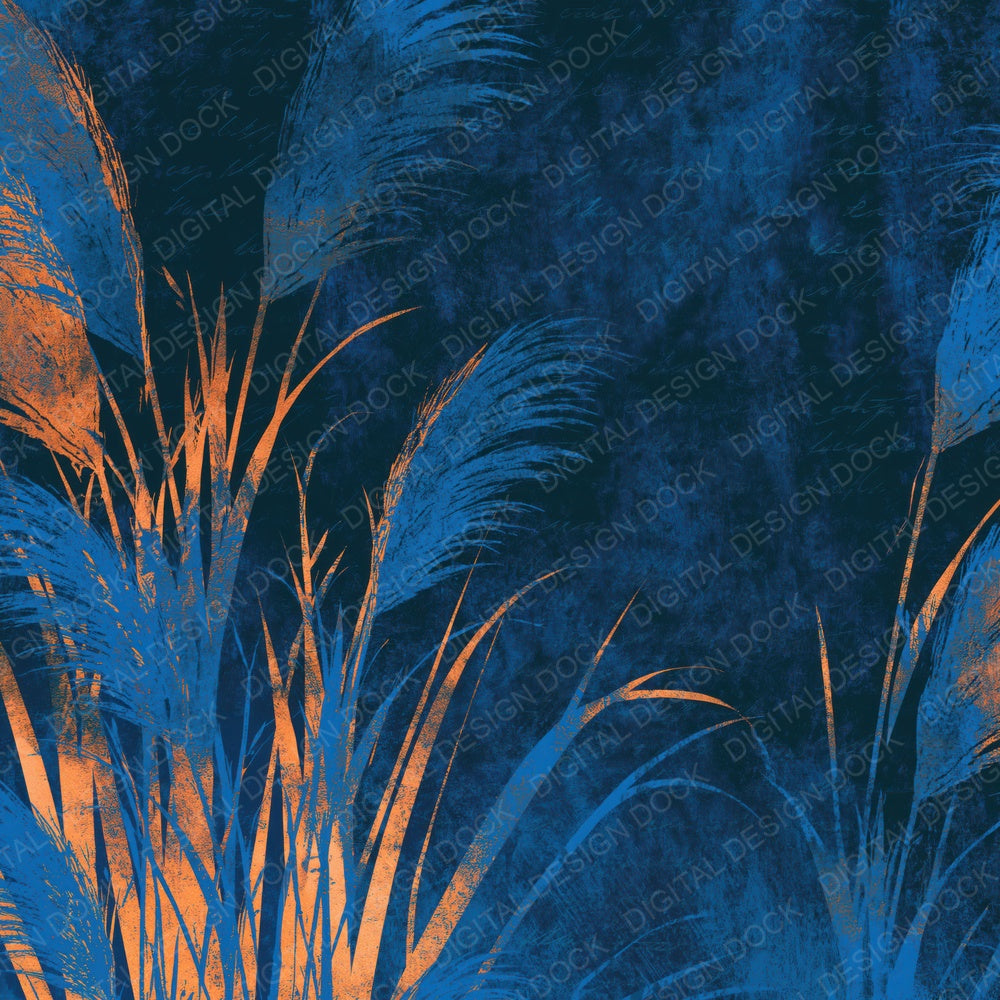 Lithograph Pampas Grass Electric Blue Navy Digital Paper Pack (DDD014432)