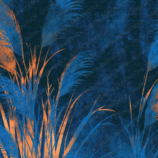 Lithograph Pampas Grass Electric Blue Navy Digital Paper Pack (DDD014432)
