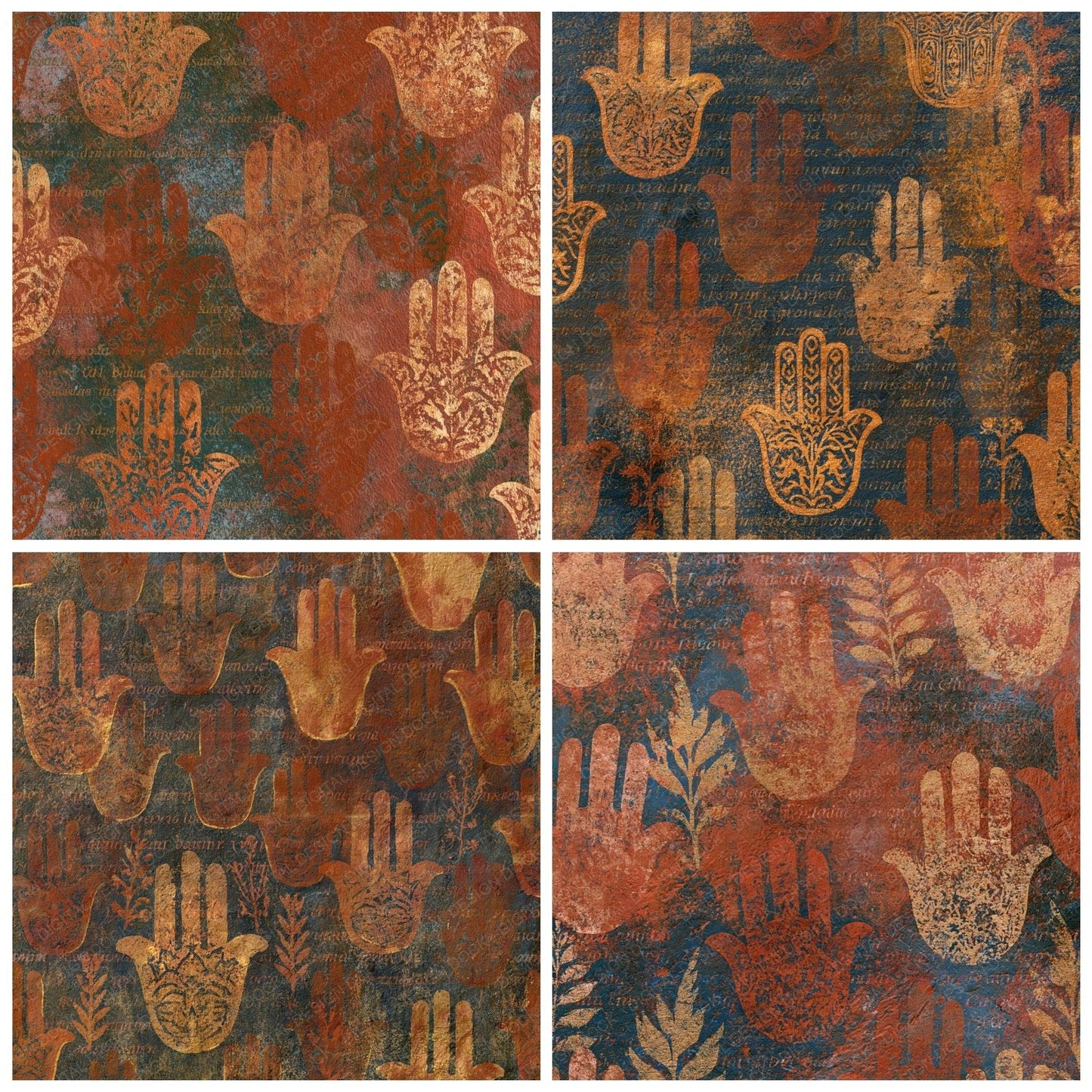Monoprint Hamsa Hands Copper Rust Digital Paper Pack (DDD014433)