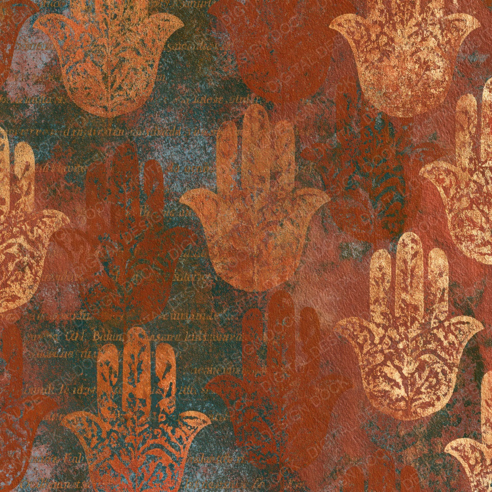 Monoprint Hamsa Hands Copper Rust Digital Paper Pack (DDD014433)