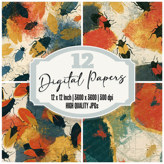 Risograph Aphids Terracotta Mustard Digital Paper Pack (DDD014436)