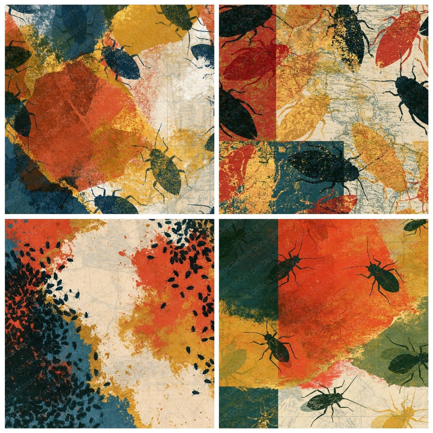 Risograph Aphids Terracotta Mustard Digital Paper Pack (DDD014436)