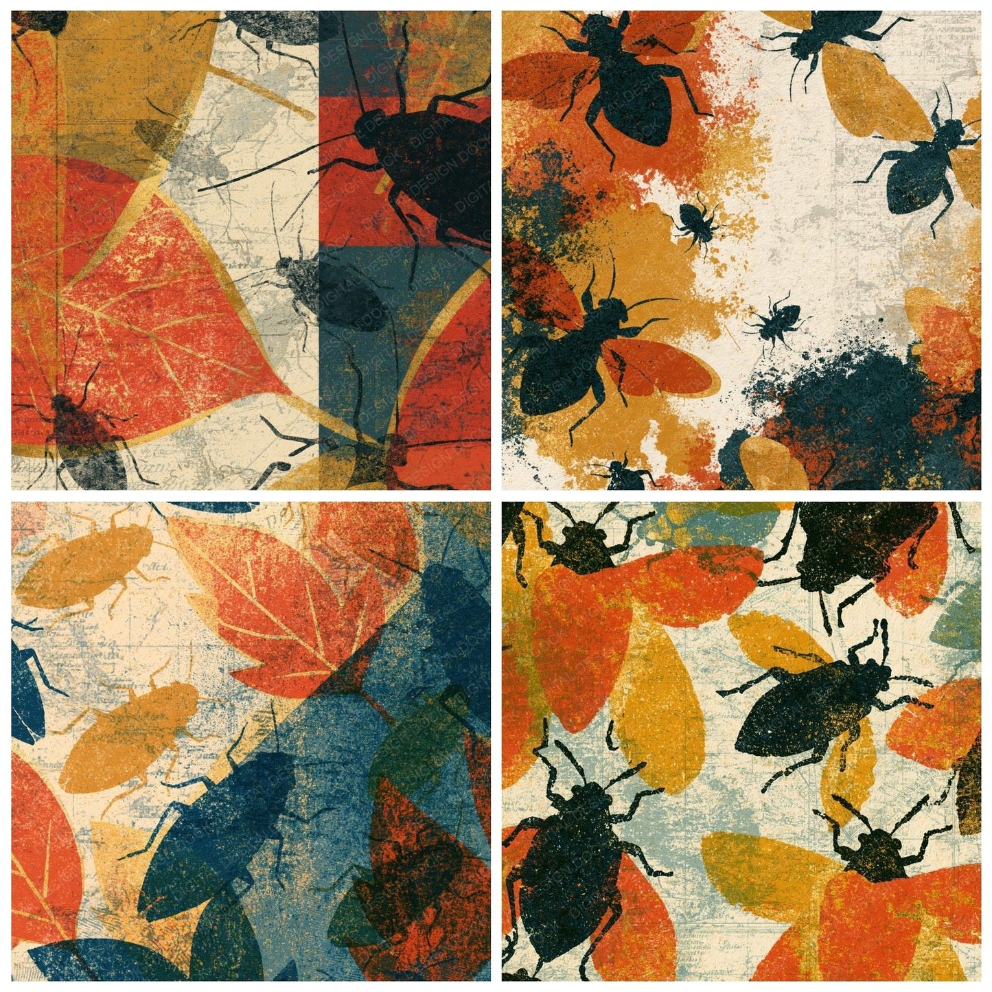 Risograph Aphids Terracotta Mustard Digital Paper Pack (DDD014436)