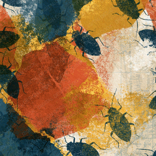 Risograph Aphids Terracotta Mustard Digital Paper Pack (DDD014436)