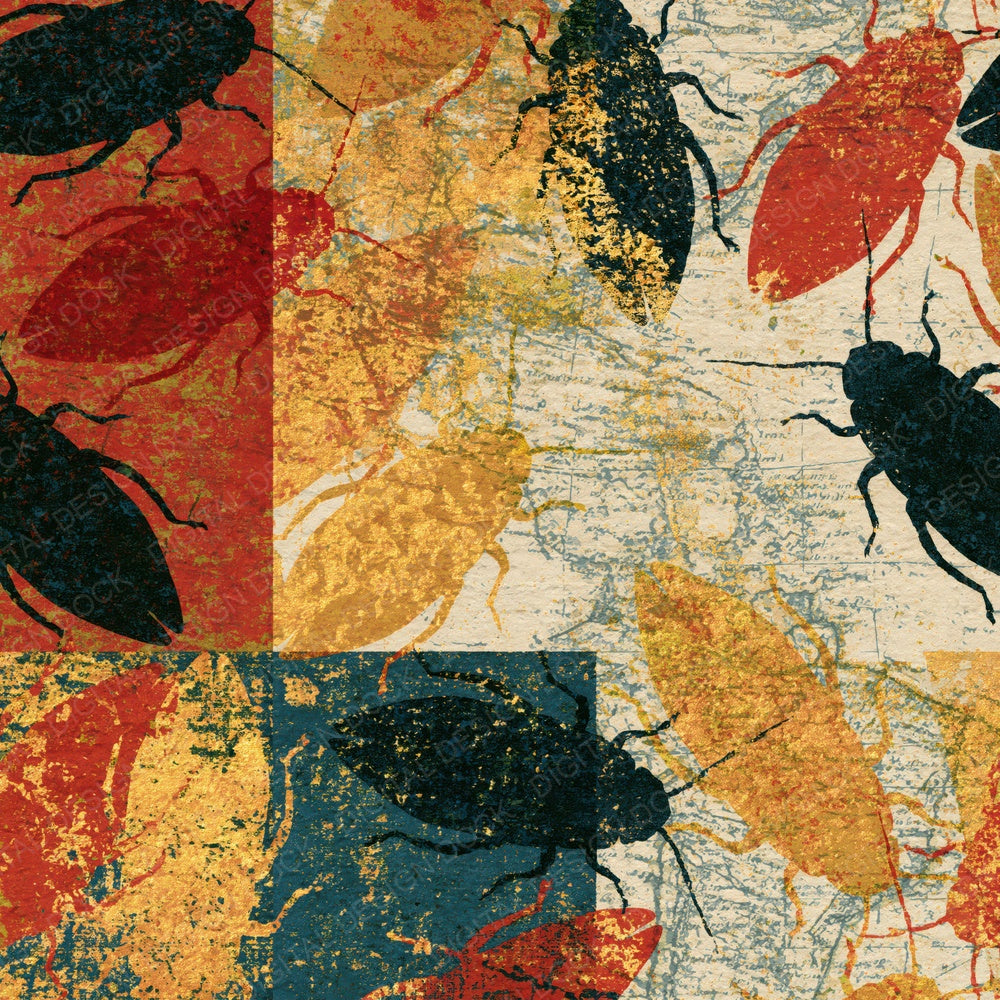 Risograph Aphids Terracotta Mustard Digital Paper Pack (DDD014436)