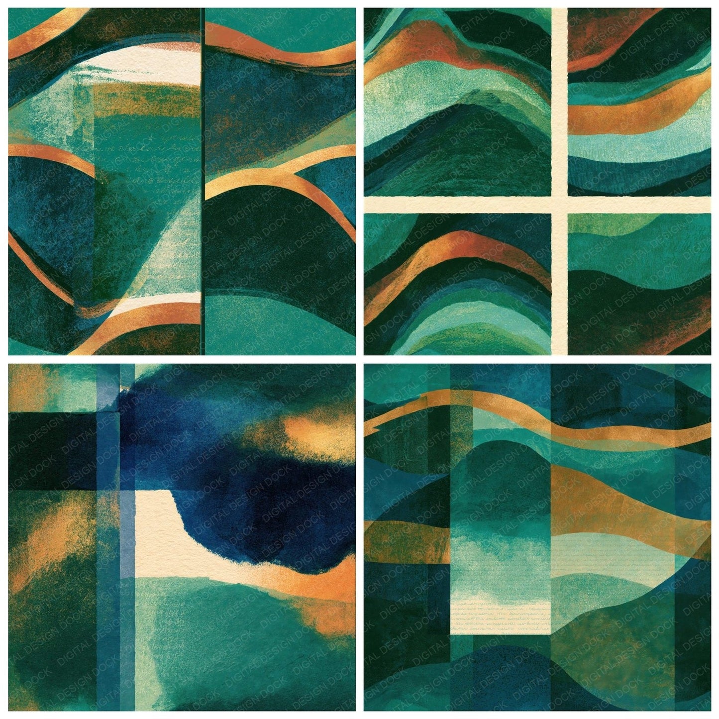 Risograph Emerald Jade Parchment Abstract Seamless Digital Paper Pack (DDD014437)