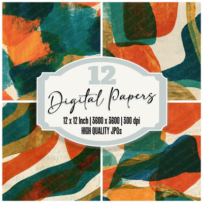Risograph Papaya Jade Abstract Digital Paper Pack (DDD014438)