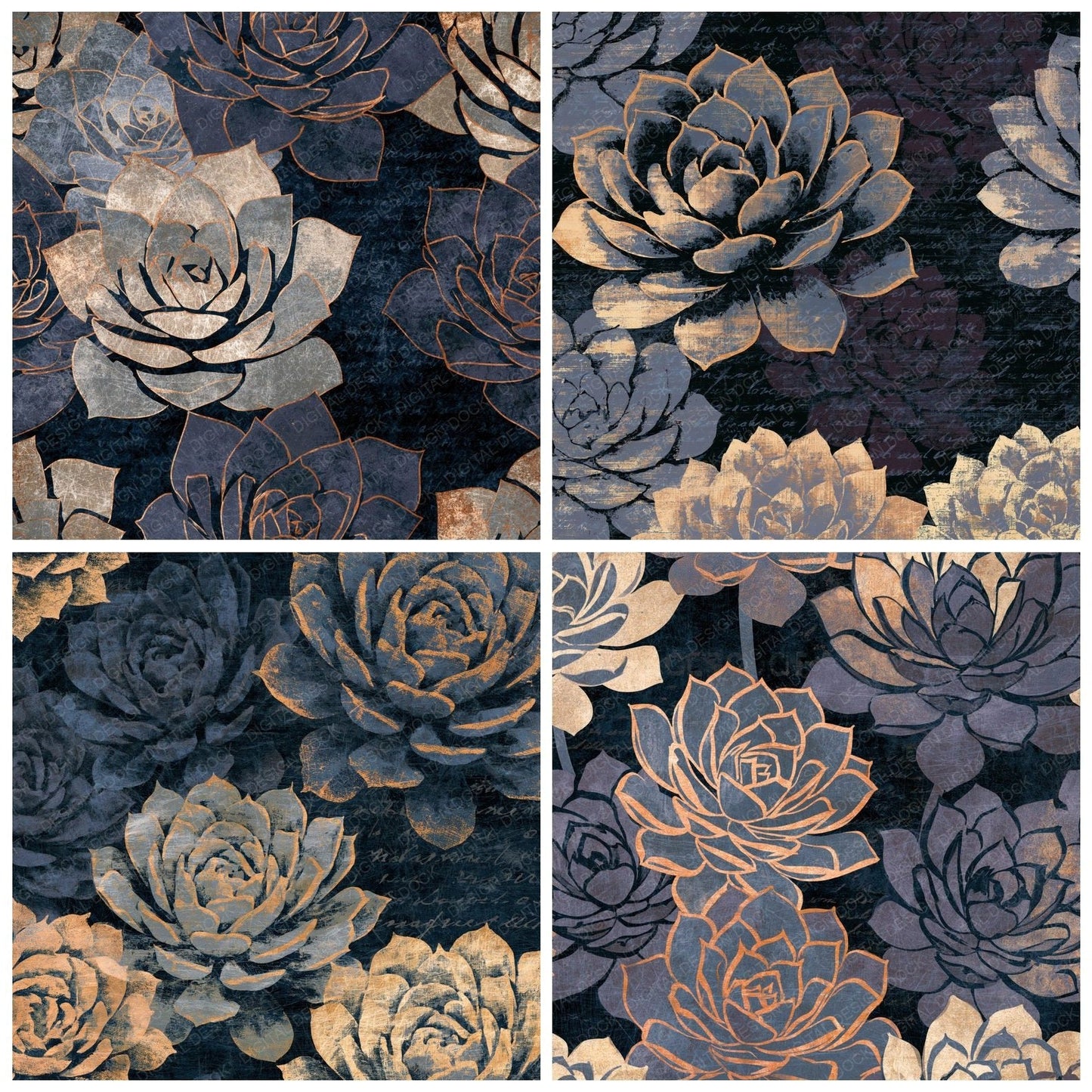 Scratchboard Succulents Sand Dove Digital Paper Pack (DDD014439)