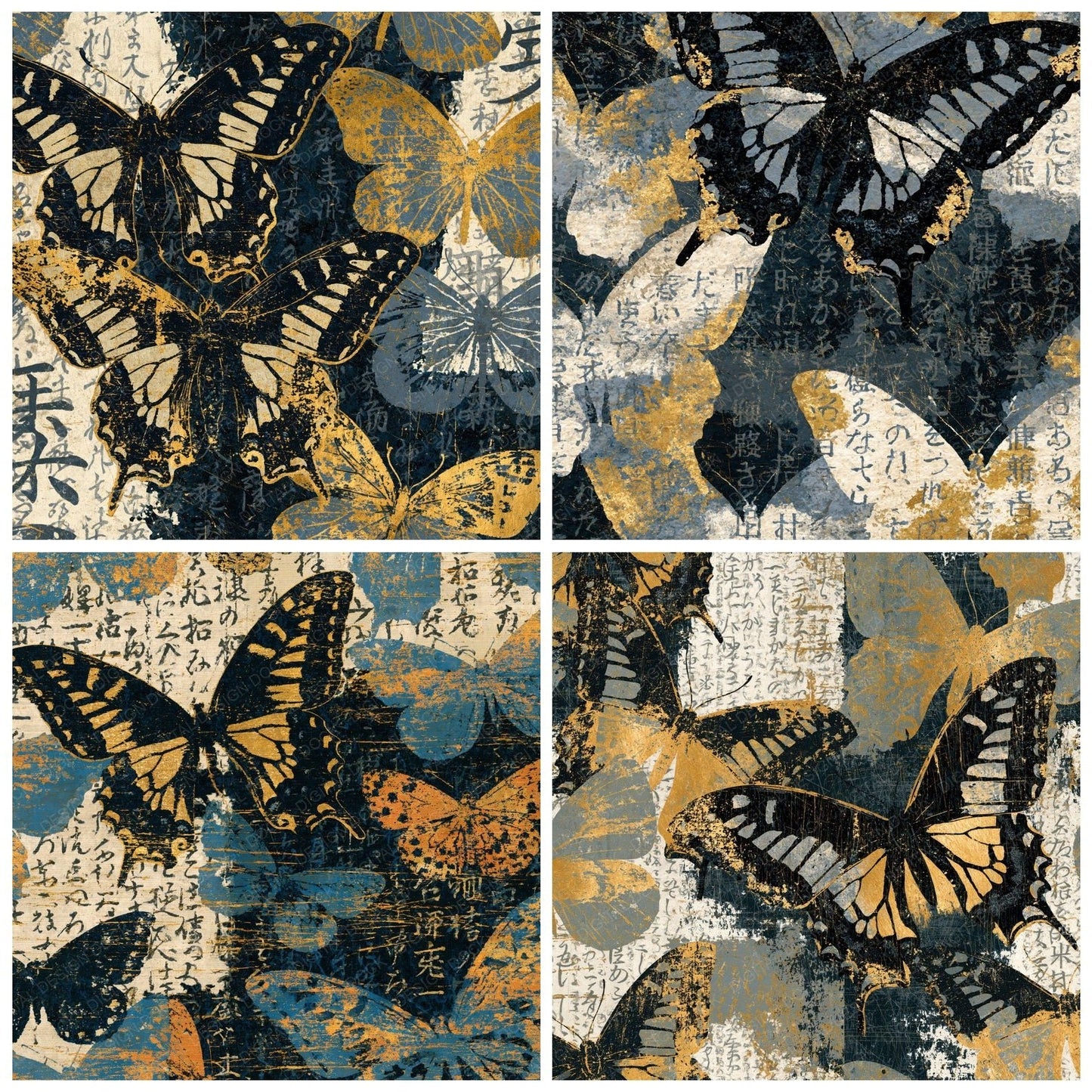 Scratchboard Swallowtails Graphite Cream Digital Paper Pack (DDD014440)