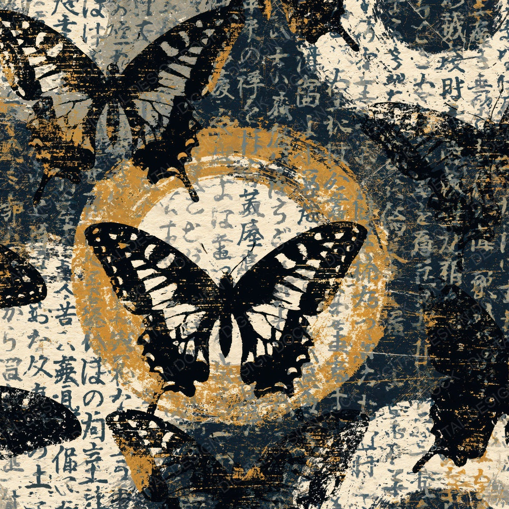 Scratchboard Swallowtails Graphite Cream Digital Paper Pack (DDD014440)