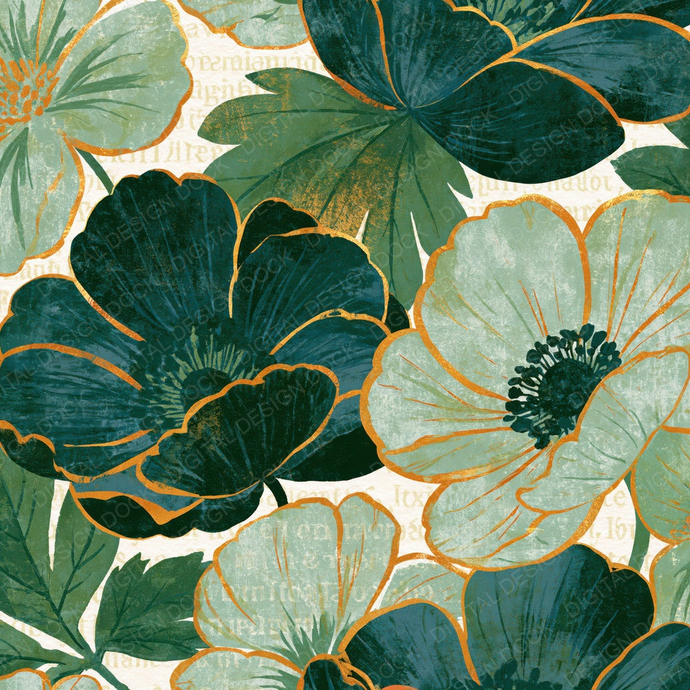 Screenprint Anemones Sage Forest Digital Paper Pack (DDD014441)
