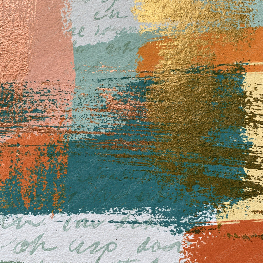 Screenprint Peach Mint Butter Abstract Digital Paper Pack (DDD014442)