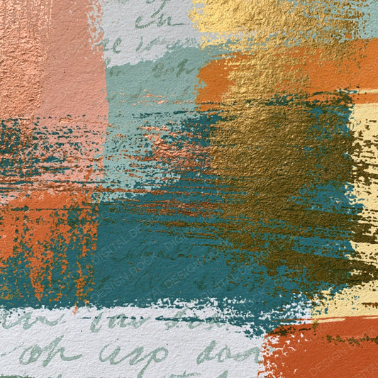 Screenprint Peach Mint Butter Abstract Digital Paper Pack (DDD014442)