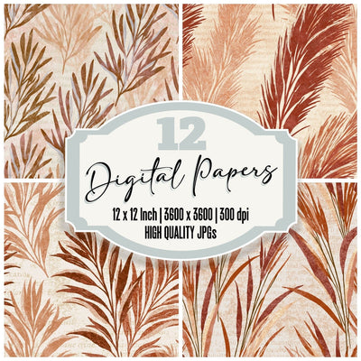 Woodblock Sea Grass Sienna Clay Digital Paper Pack (DDD014443)