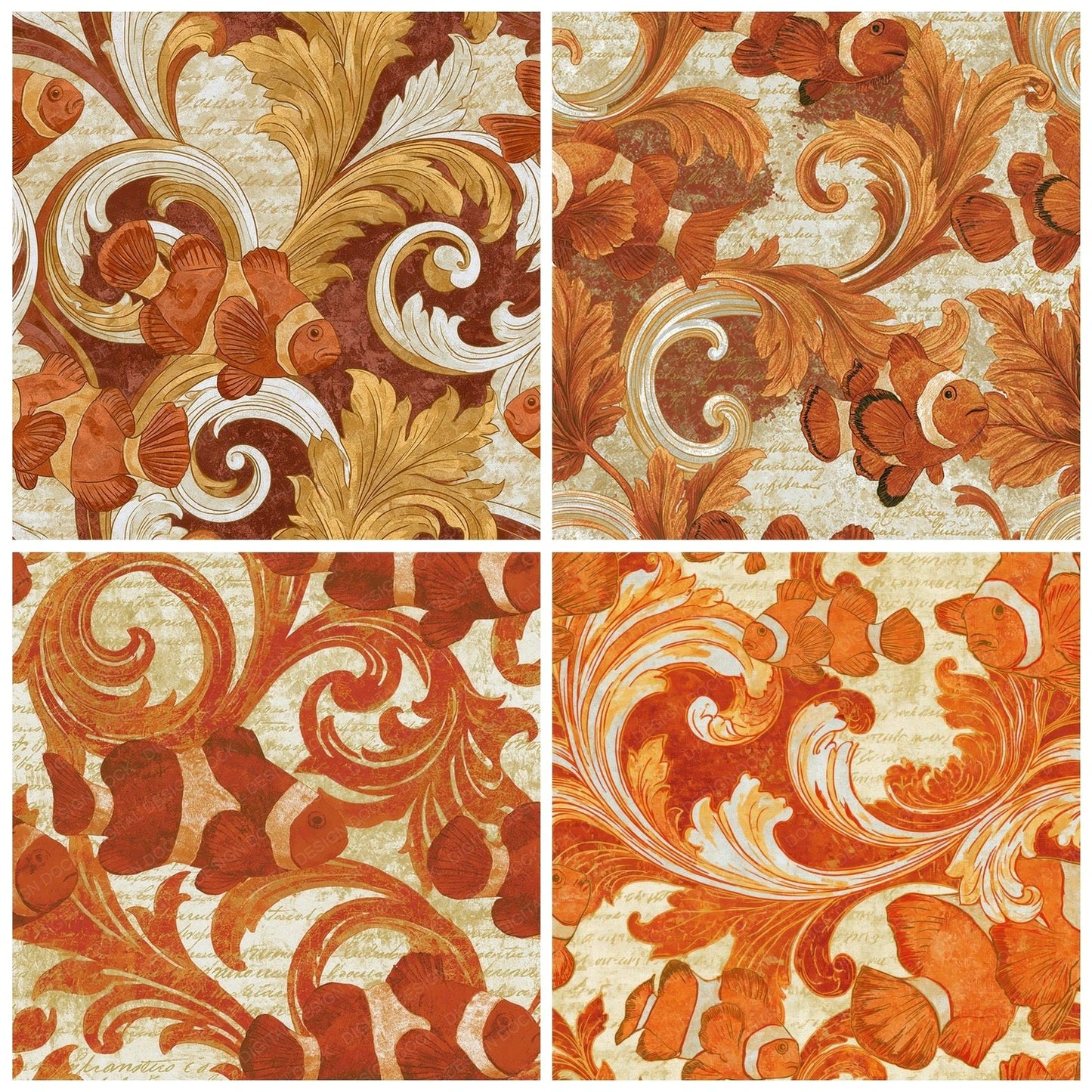 Baroque Clownfish Rust Gold Digital Paper Pack (DDD014445)