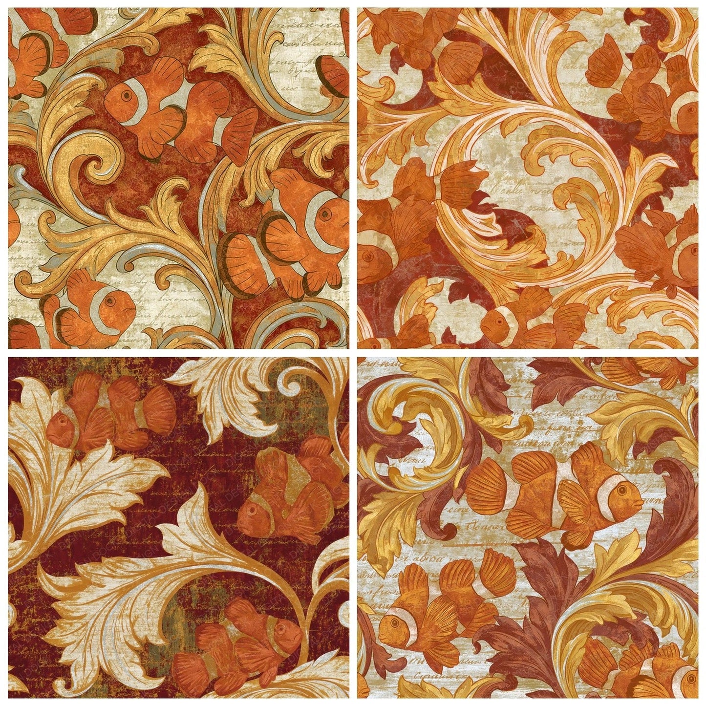 Baroque Clownfish Rust Gold Digital Paper Pack (DDD014445)