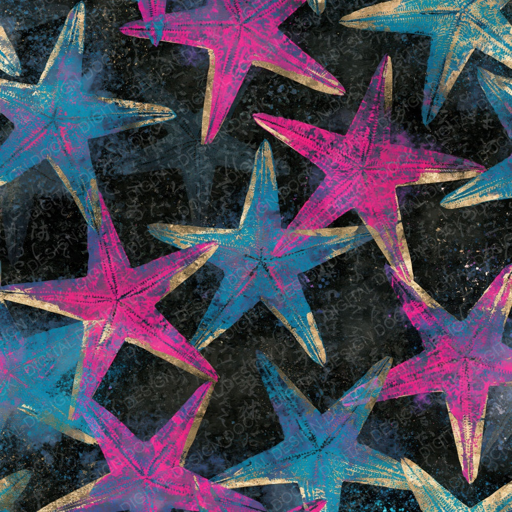 Chinoiserie Starfish Pink Cyan Digital Paper Pack (DDD014446)