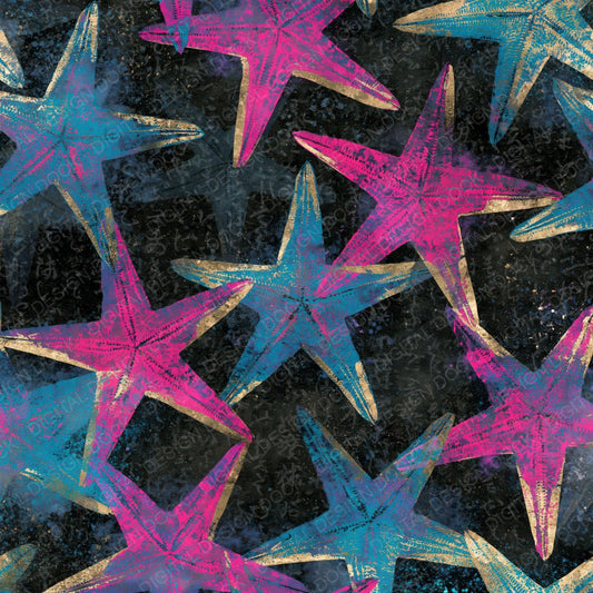 Chinoiserie Starfish Pink Cyan Digital Paper Pack (DDD014446)