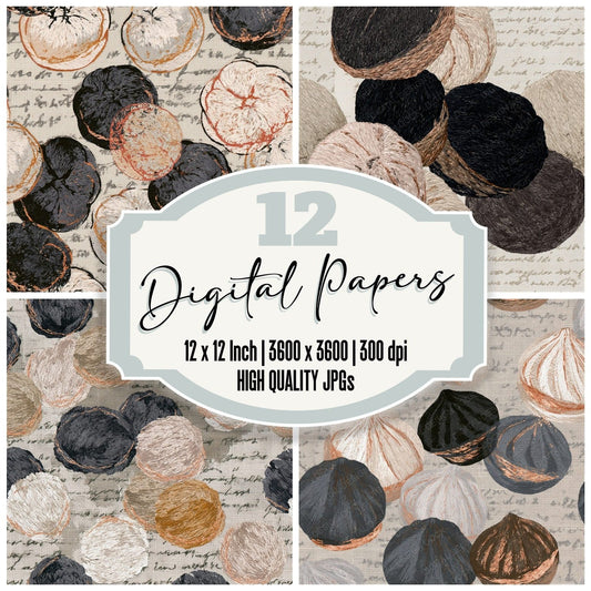 Embroidery Profiteroles Pearl Seamless Digital Paper Pack (DDD014447)