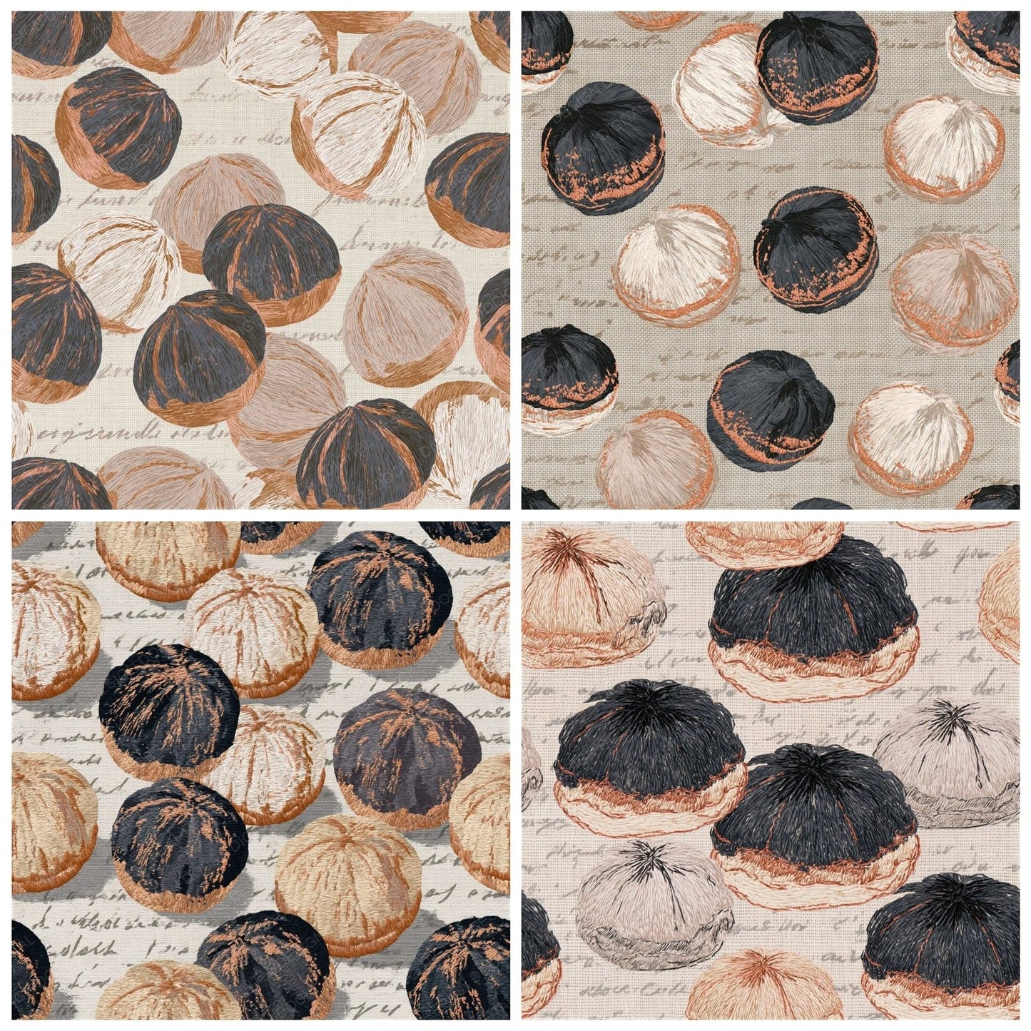 Embroidery Profiteroles Pearl Seamless Digital Paper Pack (DDD014447)