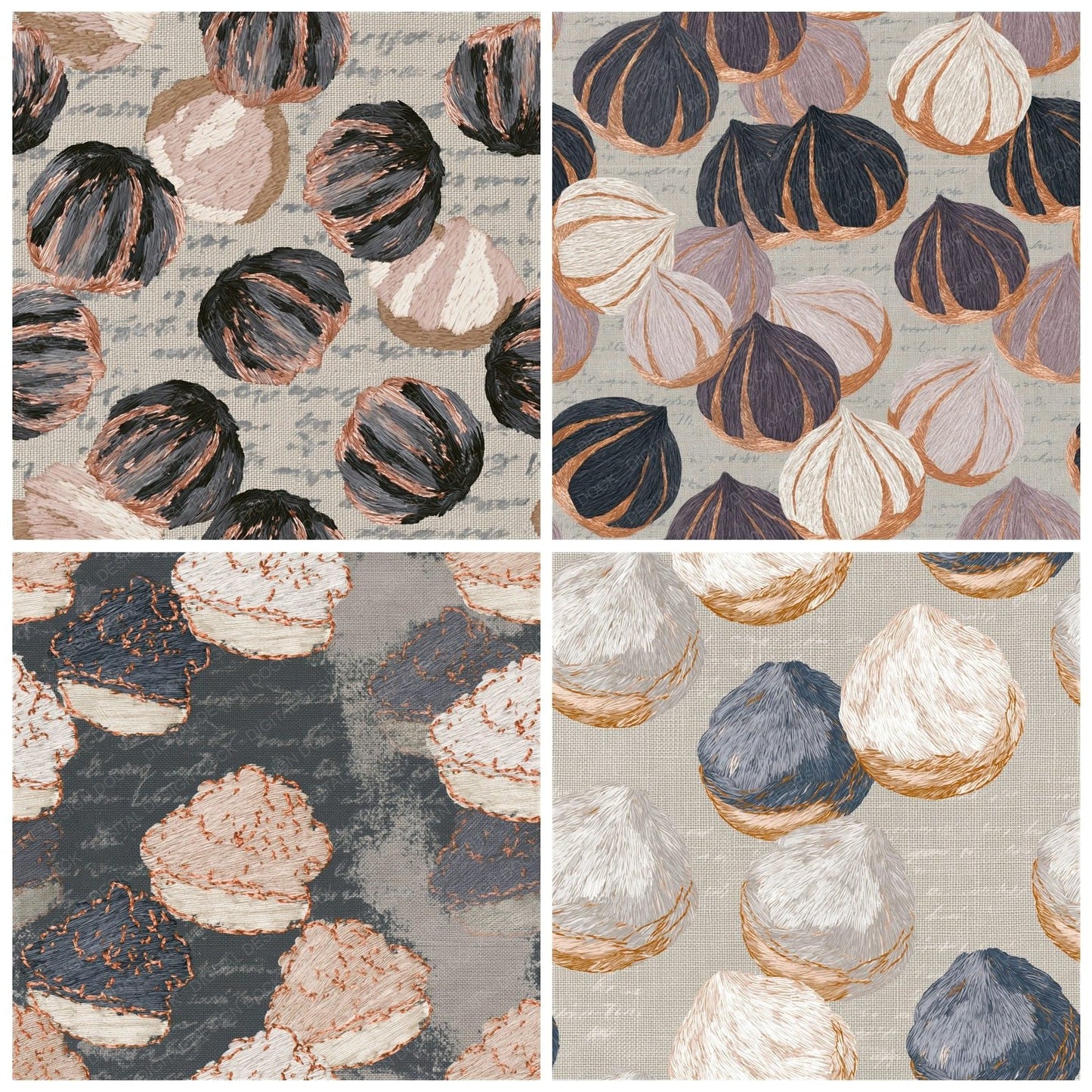 Embroidery Profiteroles Pearl Seamless Digital Paper Pack (DDD014447)