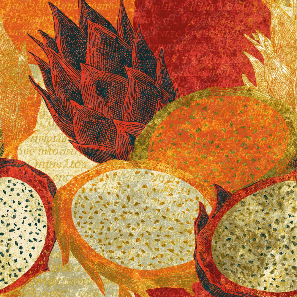 Engraving Dragon Fruit Rust Gold Digital Paper Pack (DDD014448)