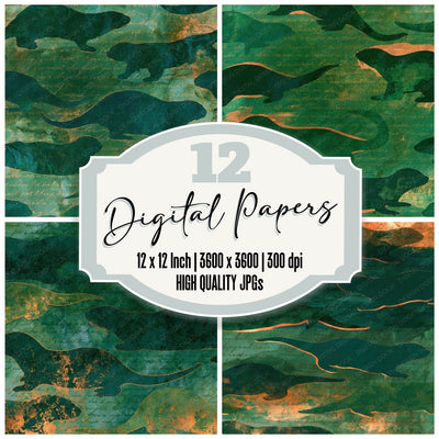 Fresco Otter Emerald Chartreuse Digital Paper Pack (DDD014451)
