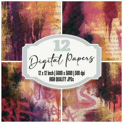 Graffiti Wine Dusty Rose Texture Digital Paper Pack (DDD014452)