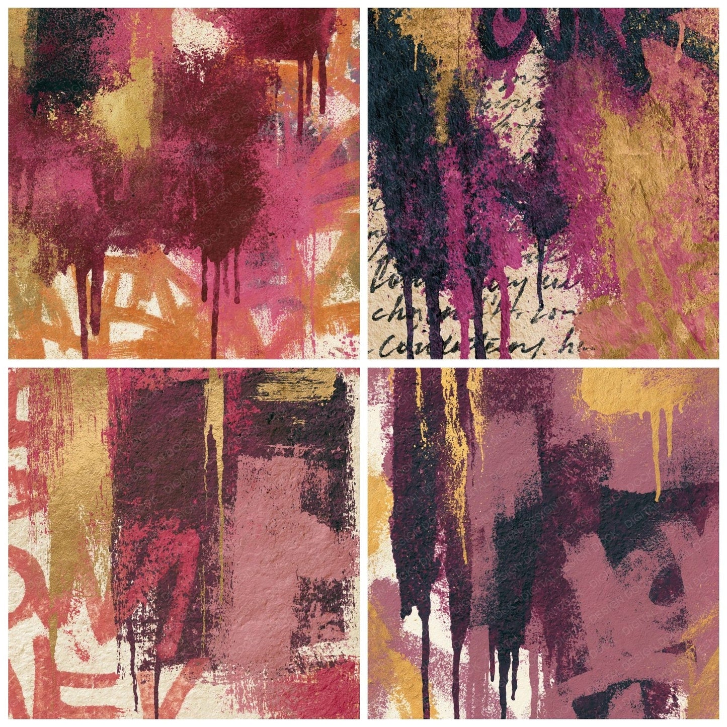 Graffiti Wine Dusty Rose Texture Digital Paper Pack (DDD014452)
