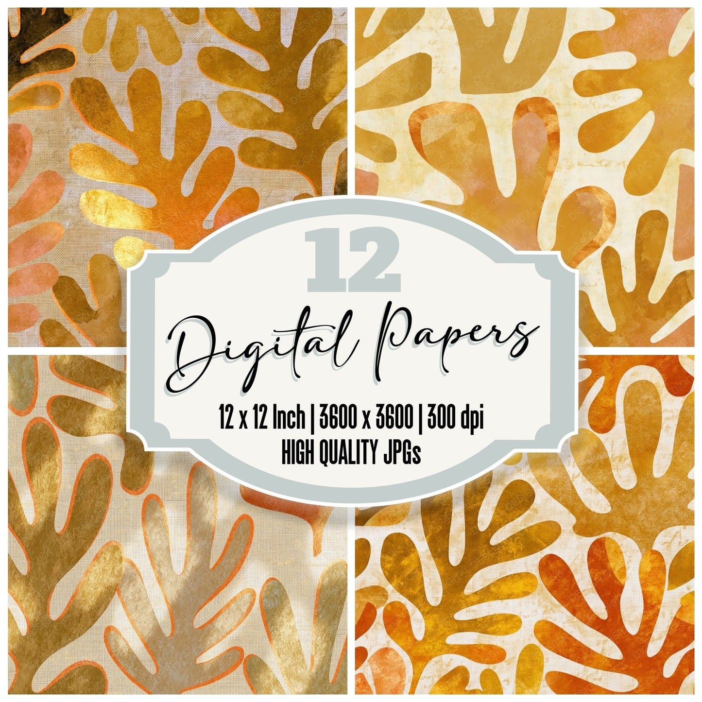 Infrared Matisse Cutouts Wheat Gold Digital Paper Pack (DDD014454)